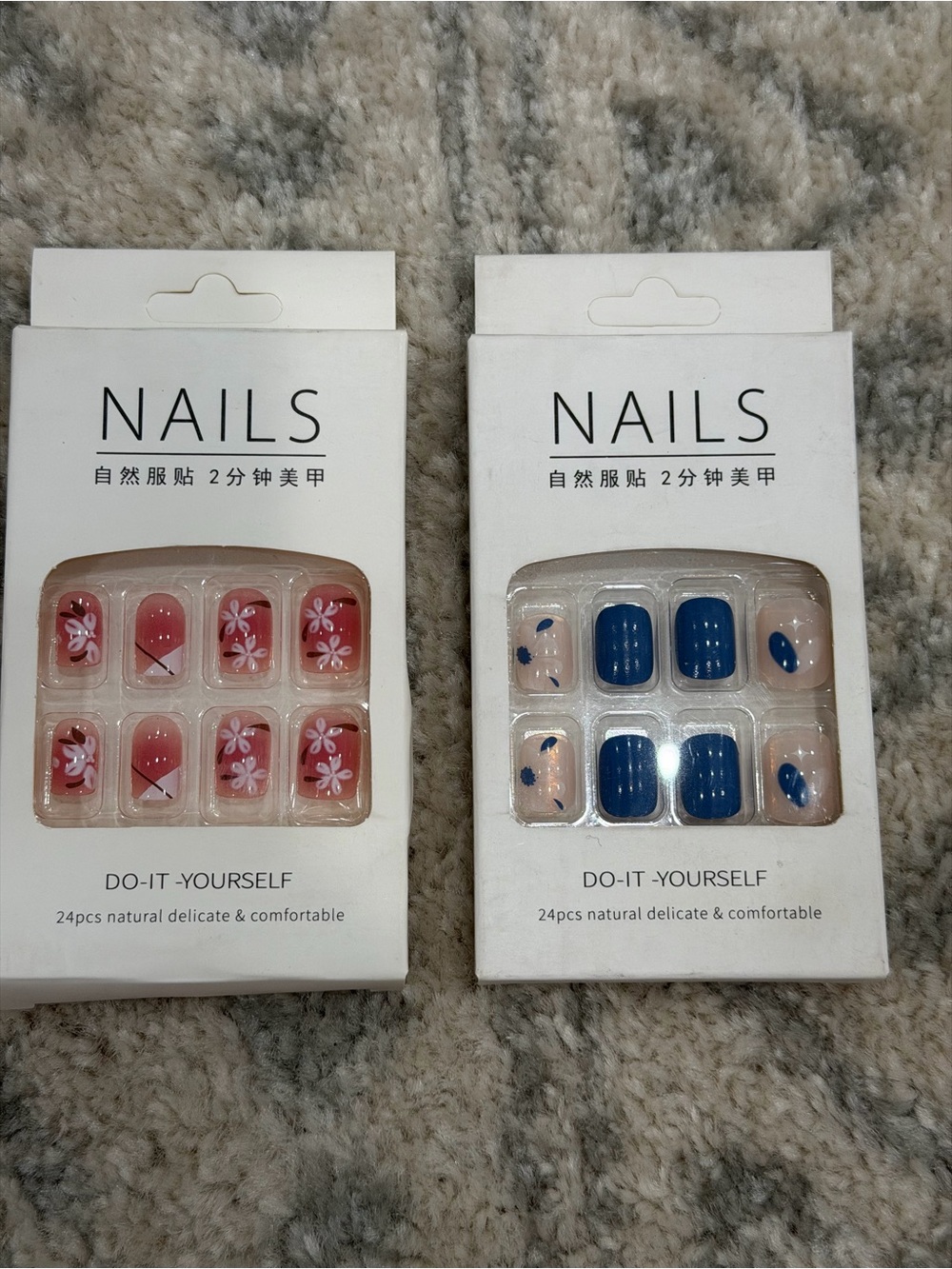 Set of 2 Boxes 48-Piece Press-On Nails – Assorted Designs as Pictured